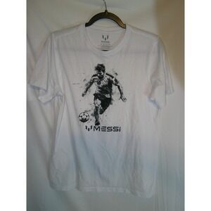 Messi Collection Soccer Graphic T Shirt Kids XL White Black Short‎ Sleeve